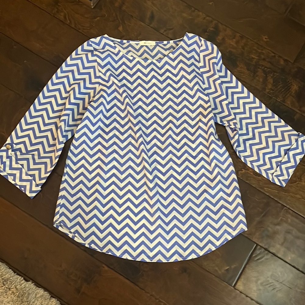 Blue and white chevron blouse